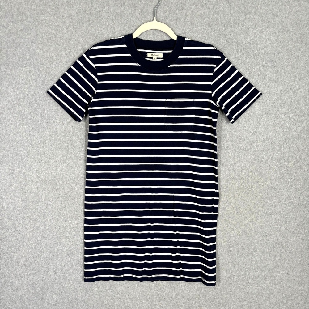 Madewell Shirt Dress XXS Navy‎ White Striped Comfort Preppy Nautical Tennis Prep